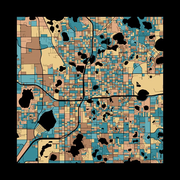 Orlando Map Pattern in Mid Century Pastel by PatternMaps