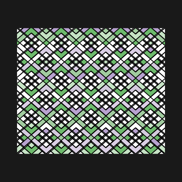 Abstract geometric pattern - green, gray, purple, white and black. by kerens