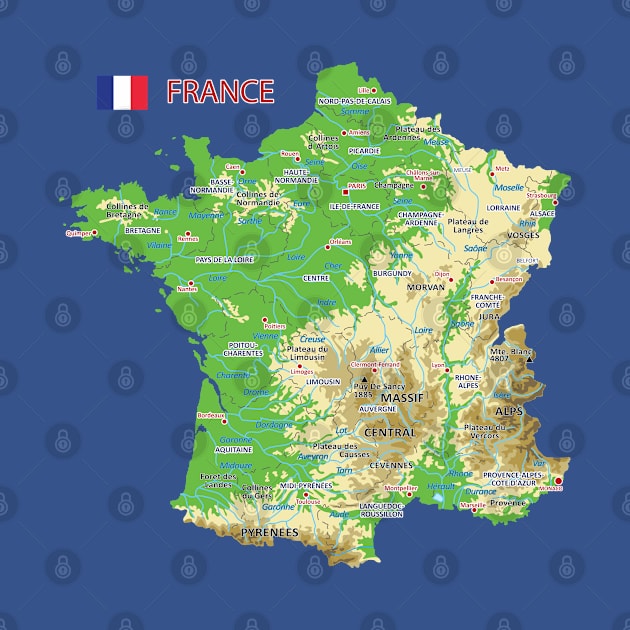 Geographic map of France by AliJun