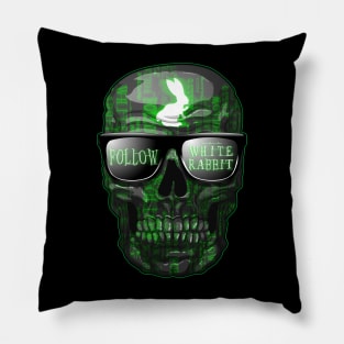 Skull Follow the white rabbit Pillow