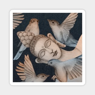 sleeping buddha with birds Magnet