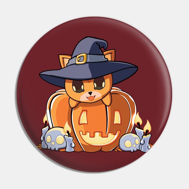 Red cat in a pumpkin Pin by Myanko