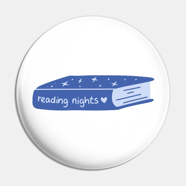 reading nights blue, magic book with stars sticker Pin by loulou-artifex