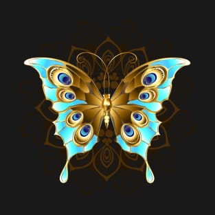 Golden Butterfly with Turquoise T-Shirt