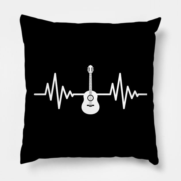 Acoustic Guitar Heartbeat Guitarists Guitar Musician Pillow by CoolDesignsDz