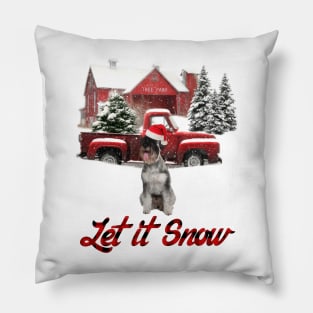 Standard Schnauzer Let It Snow Tree Farm Red Truck Christmas Pillow