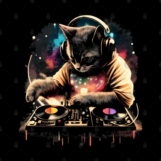 Cat DJ - Space Galaxy - DJ Cat - Deadmau5 - Deadmouse by Barn Shirt USA