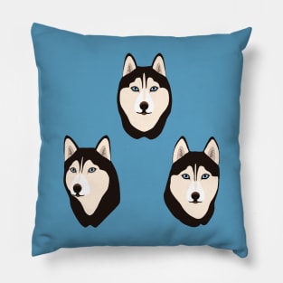 Husky Dogs Heads Pillow