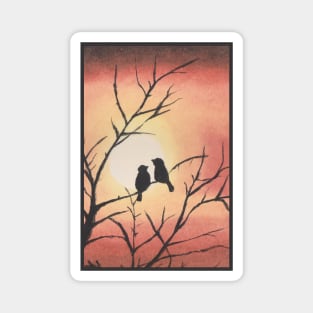 Love Birds in Brown Sunset Magnet