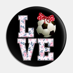 Summer Floral Love Soccer Pin