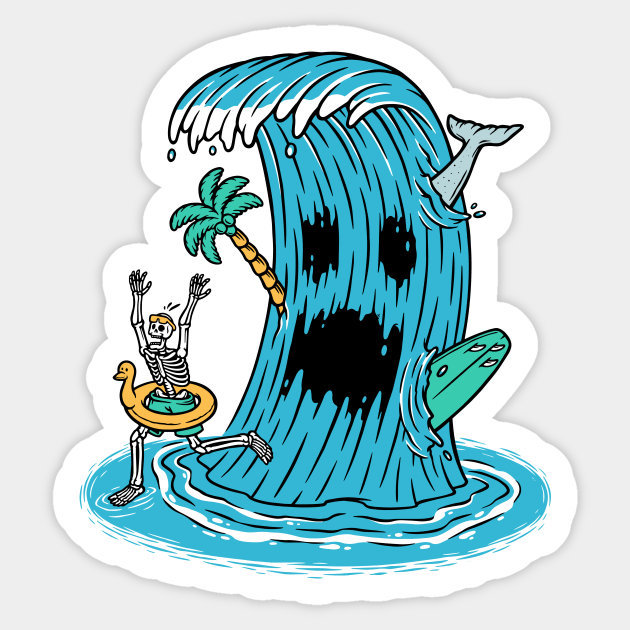 Killer Waves // Funny Surfing Summer Cartoon - Funny Skeleton - Sticker | TeePublic Killer Waves // Funny Surfing Summer Cartoon - Funny Skeleton - Sticker | TeePublic