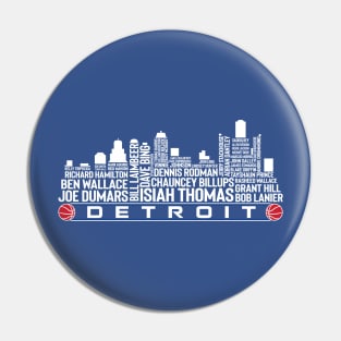 Detroit Basketball Team All Time Legends, Detroit City Skyline Pin