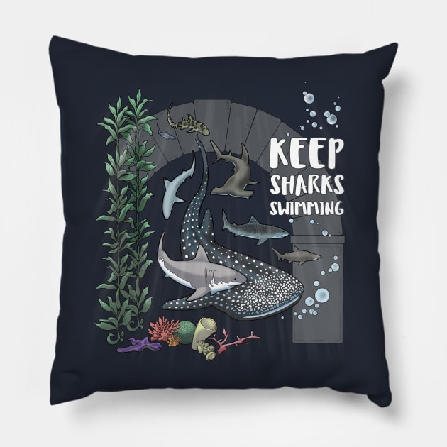 Keep Sharks Swimming Pillow by Seventoes