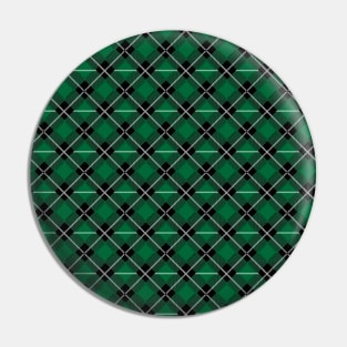 Diagonal Green and Black Flannel-Plaid Pattern Pin