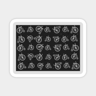 Retro Bicycle Pattern on Black Background Magnet