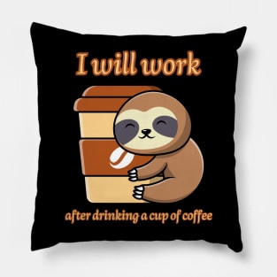 sloth coffee Pillow