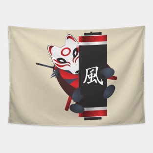 Red Fox Ninja Scroll Tapestry