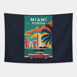 A Vintage Travel Poster of Miami - Florida - US Tapestry