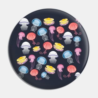 Jellyfishes of the Mediterranean Sea illustration colorful pattern Pin