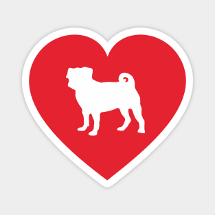 Heart with a Pug Silhouette Magnet