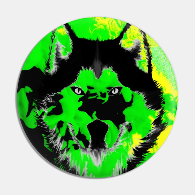 Wolf Portrait Abstract Design Pin by vnteees1