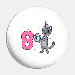 I am 8 with cat - girl birthday 8 years old Pin