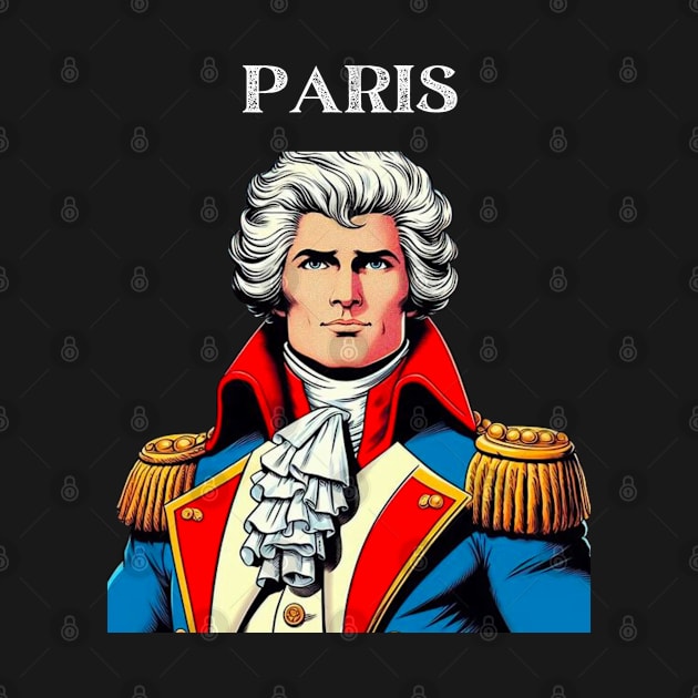 Paris France White Powdered Wig Man Comic Book Superhero by Woodpile