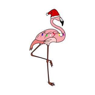 Tropical Christmas Lights Santa Pink Flamingo T-Shirt