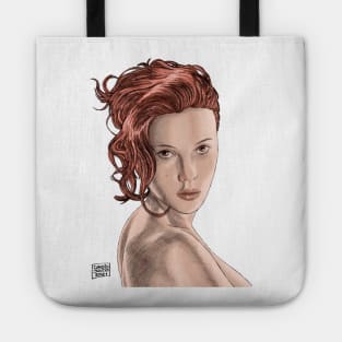 Scarlett Johansson sketch style with color Tote