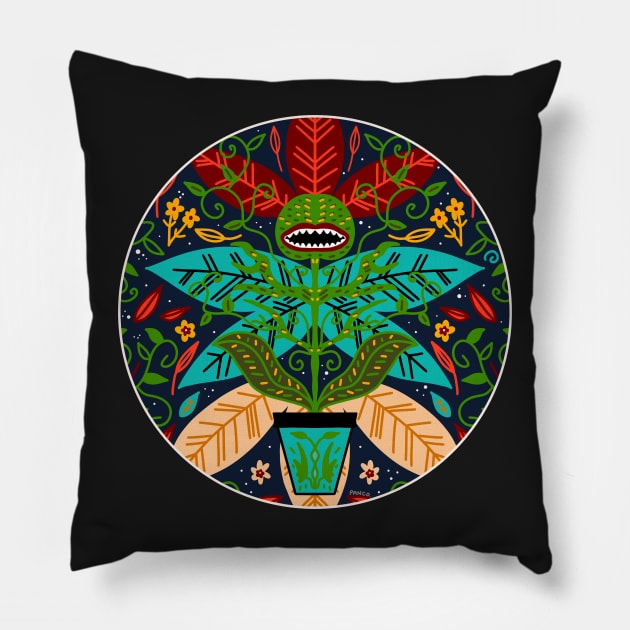 Killer Plant With Teeth Poisonous Carnivorous Botanical Pattern Pillow by panco