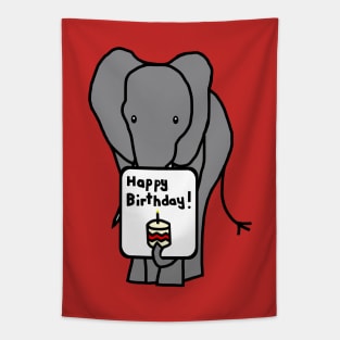 Animals Birthday Greetings Elephant says Happy Birthday Tapestry