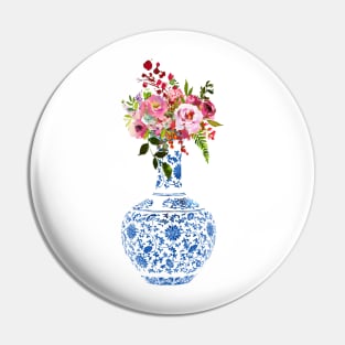 Chinese Ming Vase with Flowers Pin