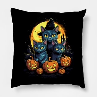 Halloween Scary Black Cats Lover Pillow