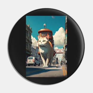 Giant cat walking on the street Pin