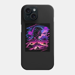 Synthwave retro futuristic person woman abstract design Phone Case