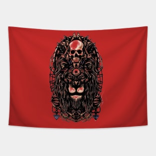 Dark Lion Skull Unique Illustration Tapestry