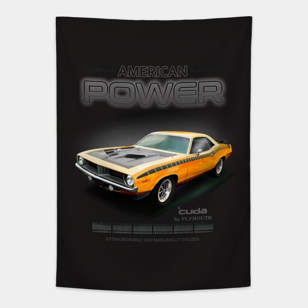 American Power Muscle Car Tapestry by hardtbonez