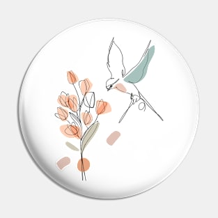 Bird and roses drawing Pin