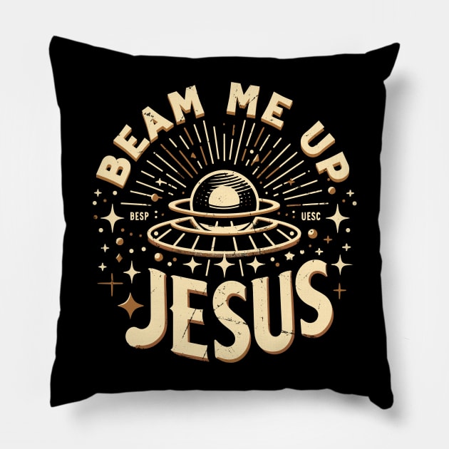 Beam Me Up Jesus // Funny Jesus Christ Trekkie Meme Pillow by Trendsdk