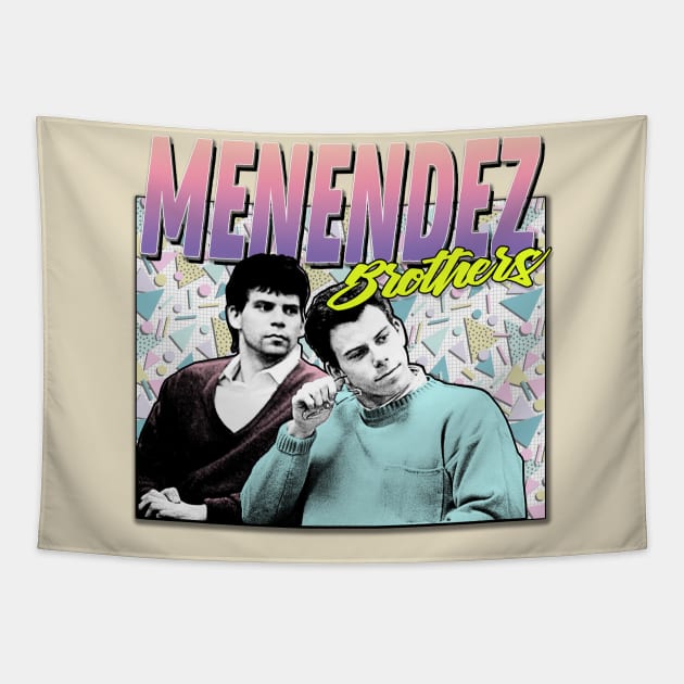 The Menendez Brothers 90s Styled Retro Graphic Design Tapestry by DankFutura