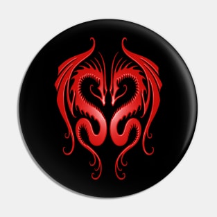 Twin Tribal Red Dragons Pin