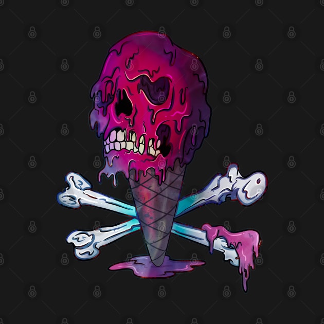 Drippy Ice Cream Cone Melting Skull by Trendy Black Sheep