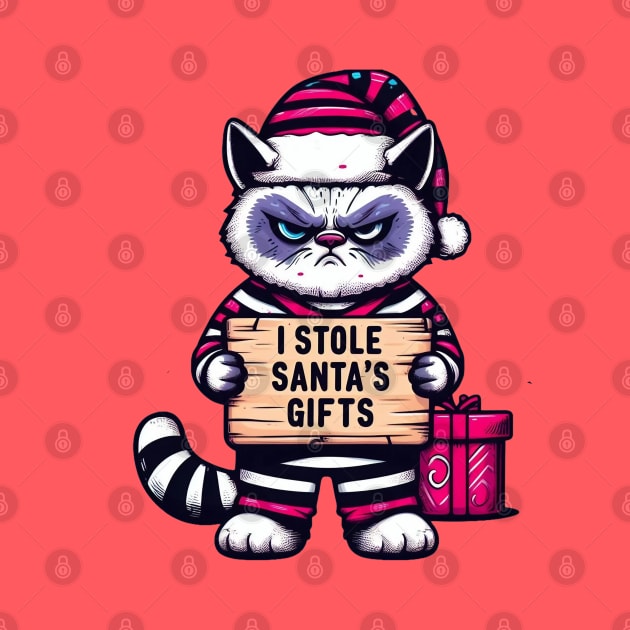 Grumpy Christmas Cat. Christmas Cat 2024 by BukovskyART