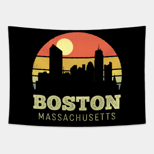 Boston Massachusetts Vintage Sunset Tapestry