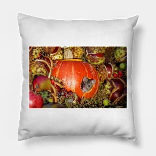 Autumn wild mice with a halloween pumpkin Pillow