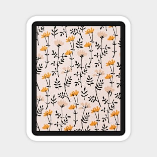 Abstract flowers, Botanical Mid century art Magnet