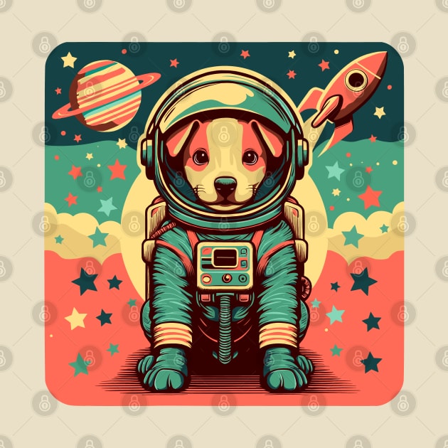 Retro Futurism Patriotic Astronaut Dog by Ghost on Toast