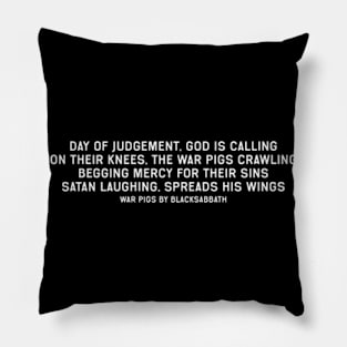 War Pigs Lyrics Pillow