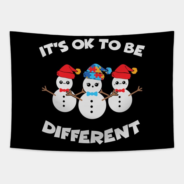 It's ok to be different autism awareness christmas gift Tapestry by BadDesignCo