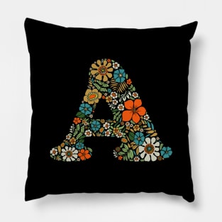 Hippie Floral Letter A Pillow